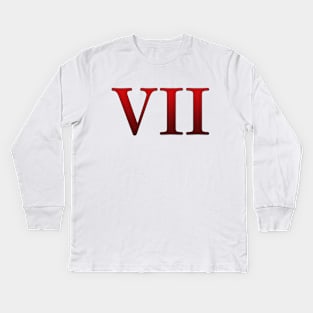 Red Roman Numeral 7 VII Kids Long Sleeve T-Shirt